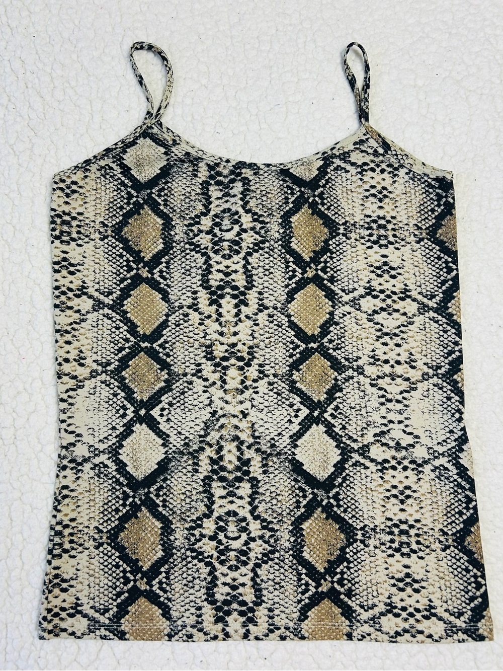 Zara Tank Top Women's M Black Tan Snake Skin Print NWT Cami Stretch